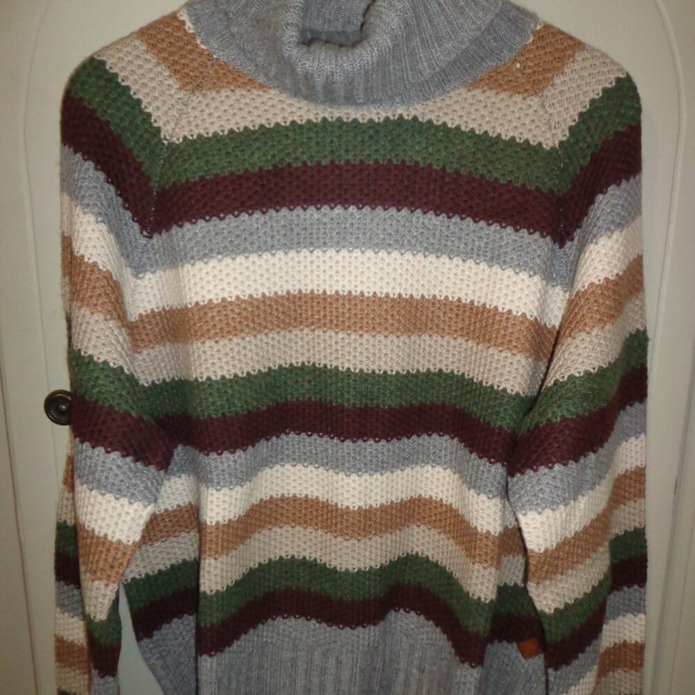 FIRM NWT Krimson Klover Jill Sweater L Turtleneck Stripes Merino Wool/Alpaca